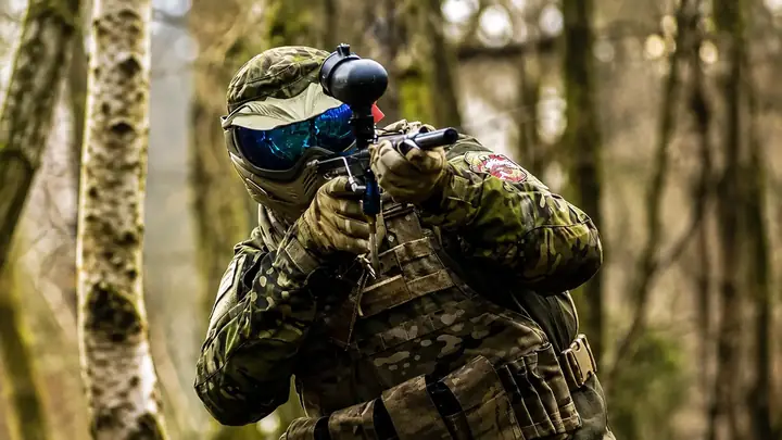 Paintball players on a walk-on day