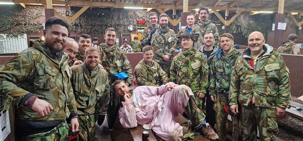 A stag group ready for paintball