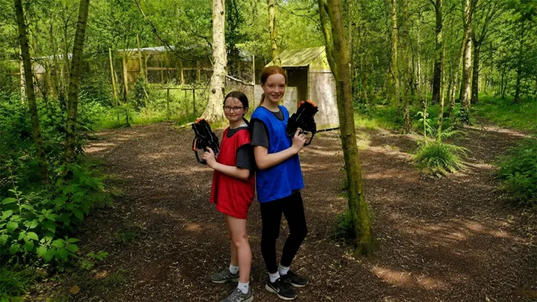Junior Laser Tag red team against blue team